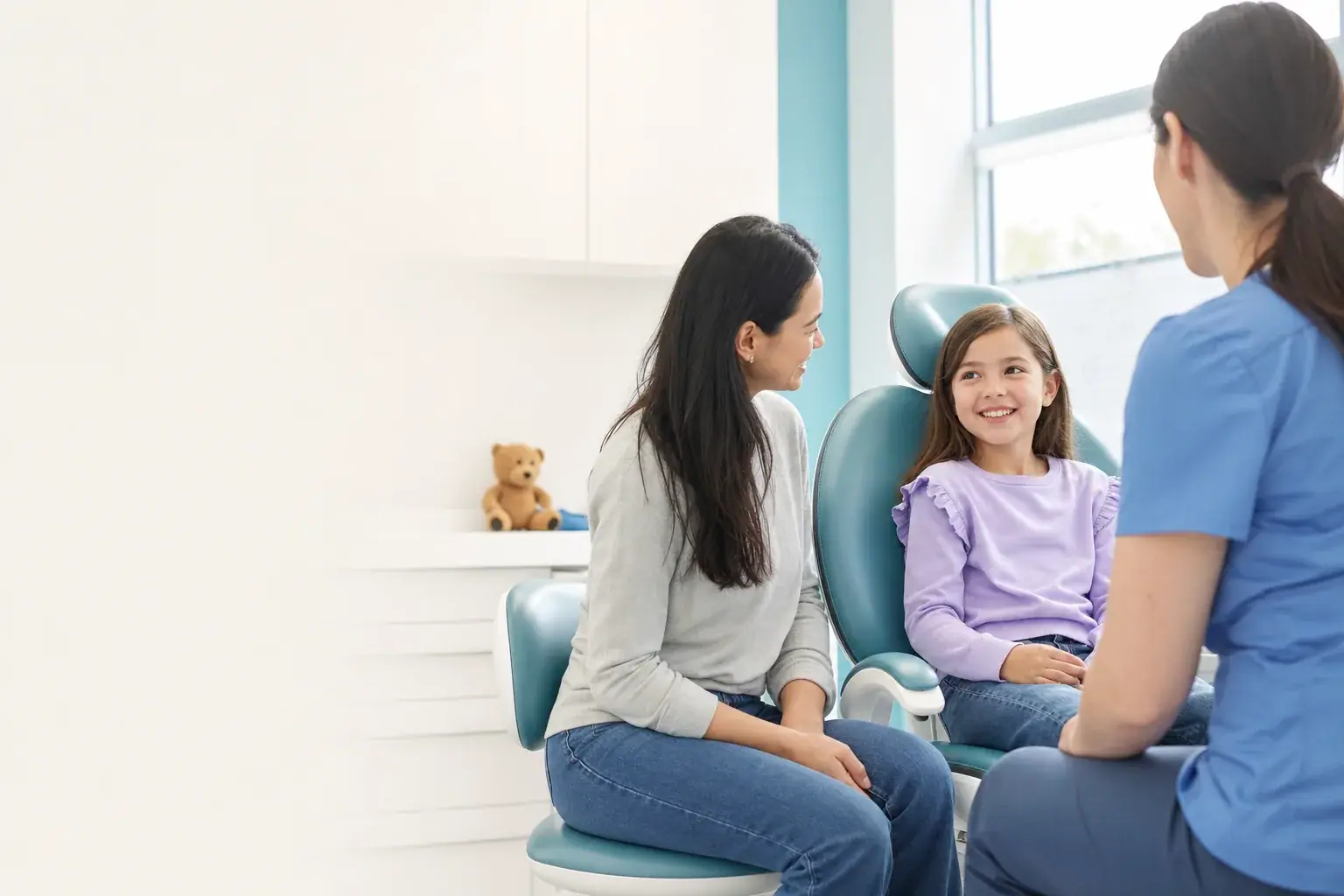 Illustrative child and parent at a gentle dental visit